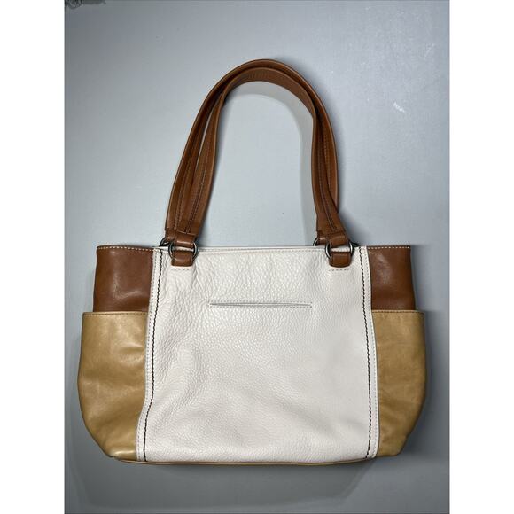 The Sak Leather Ashby Satchel Colorblock Large Tote Bag Shoulder Purse Zip Top - Picture 2 of 11
